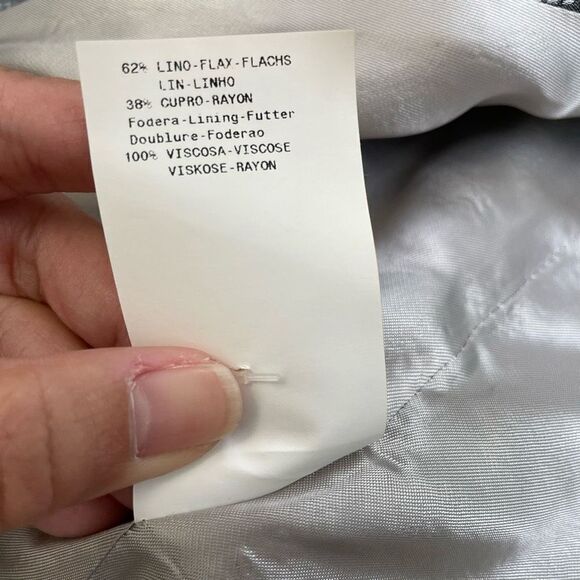 ARMANI COLLEZIONI Shawl Neckline Double Breasted Gray Plaid Blazer Flax Blend 14 - Picture 8 of 9